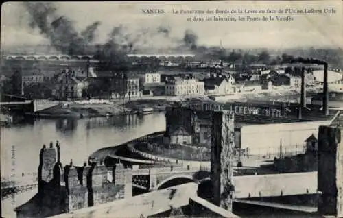 Ak Nantes Loire Atlantique, Le Panorama des Bords de la Loire en face de l'Usine Lefevre Utile