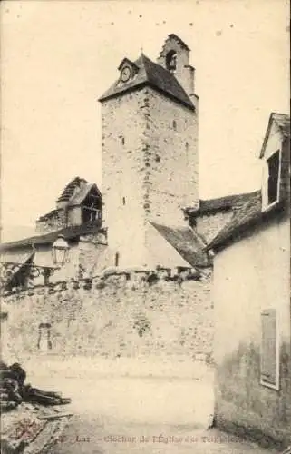 Ak Luz Saint Sauveur Hautes Pyrénées, Kirche Templiers, Glockenturm