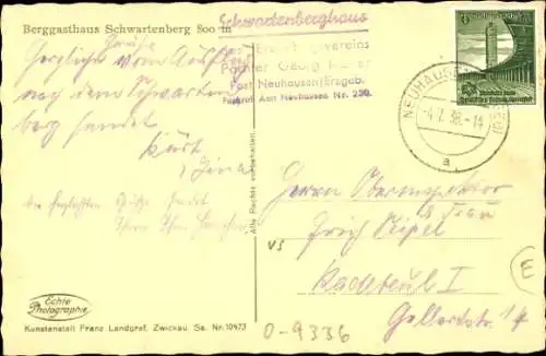 Ak Heidelberg Seiffen im Erzgebirge, Gesamtansicht mit Schwartenberg