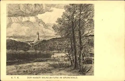 Künstler Ak Berlin Wilmersdorf Grunewald, Kaiser Wilhelm Turm