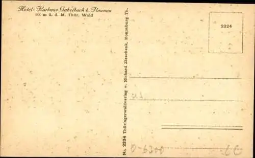 Ak Gabelbach Ilmenau in Thüringen, Hotel Kurhaus