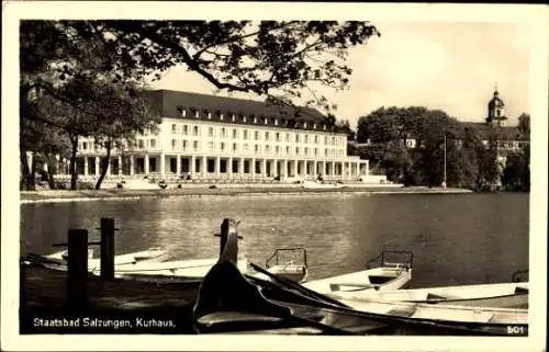 Ak Bad Salzungen im Wartburgkreis, Kurhaus, Bootsstation