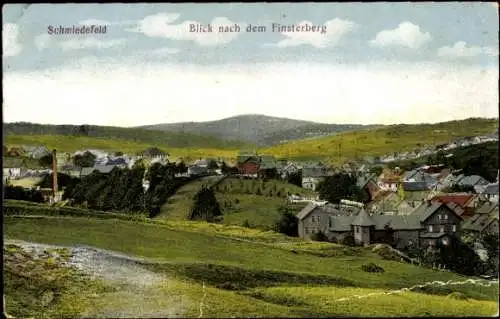 Ak Schmiedefeld am Rennsteig Suhl Thüringen, Panorama, Finsterberg