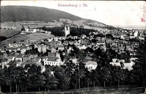 Ak Sonneberg Thüringen, Gesamtansicht, Kirche