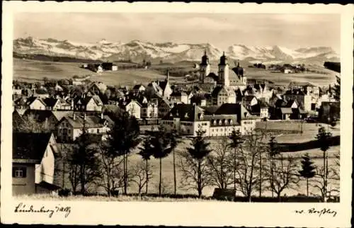 Ak Lindenberg im Allgäu Schwaben, Panorama, Kirche, Berge