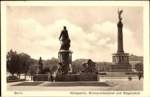 Ak Berlin Tiergarten, Königsplatz, Bismarckdenkmal, Siegessäule