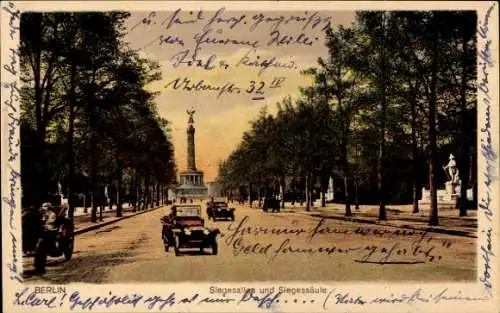 Ak Berlin Tiergarten, Siegesallee und Siegelssäule