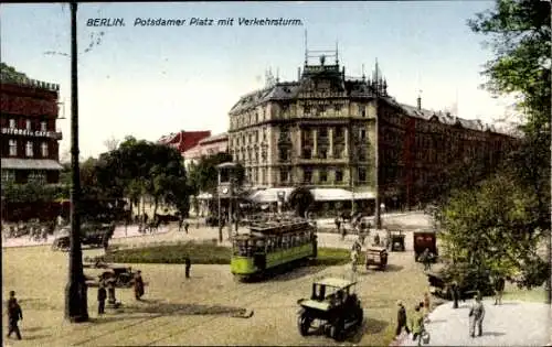 Ak Berlin Tiergarten, Potsdamer Platz, Verkehrsturm