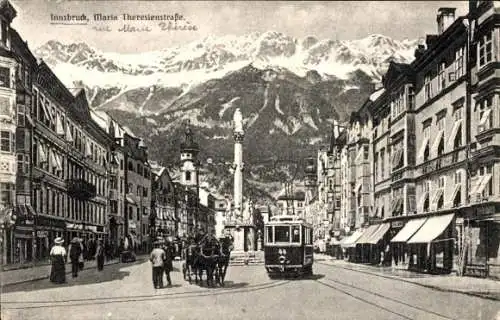 Ak Innsbruck in Tirol, Maria Theresien Straße, Straßenbahn