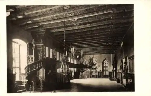 Ak Bremen Hansestadt, Obere Halle mit Treppe zur Güldenkammer im Rathaus