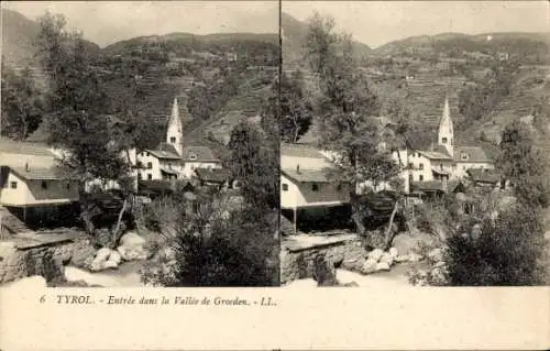 Stereo Ak Grödener Tal Tirol, Eingang zum Grödener Tal