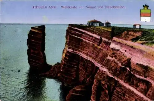 Ak Nordseeinsel Helgoland, Westküste, Nonne, Nebelstation