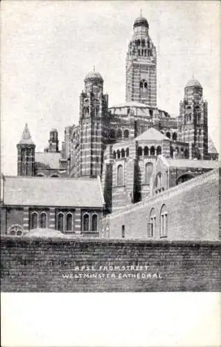 AK City of Westminster London England, Westminster Cathedral, Apsis von der Straße
