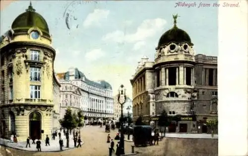 Ak Aldwych London City, Blick vom Strand, Straßenpartie