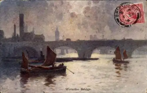 Künstler Ak London City England, Waterloo Bridge
