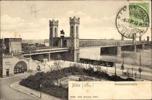 Ak Köln am Rhein, Eisenbahnbrücke