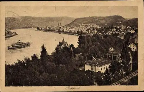 Ak Boppard am Rhein, Panorama, Dampfer