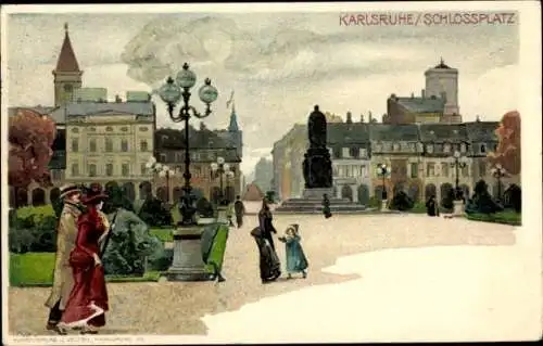 Künstler Litho Kley, Karlsruhe in Baden, Schlossplatz