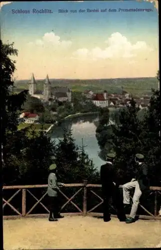 Ak Rochlitz an der Mulde Sachsen, Schloss Rochlitz, Blick von der Bastei auf dem Promenadenweg