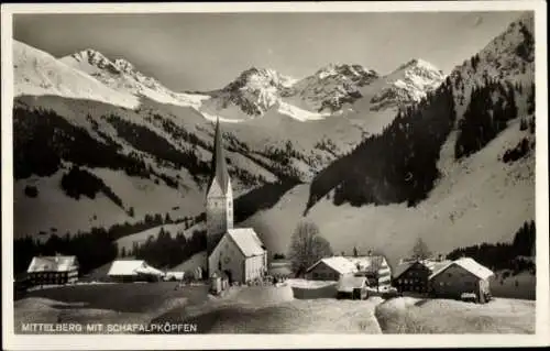 Ak Mittelberg Vorarlberg, Winteransicht mit Schafalpköpfen