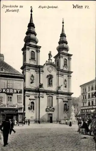 Ak Wien 6 Mariahilf, Pfarrkirche zu Mariahilf, Haydn Denkmal