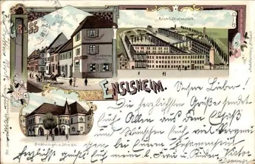 Litho Ensisheim Elsass Haut Rhin, Kaiserliche Strafanstalt, Regentenpalast