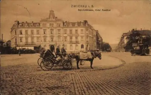 Ak Zwickau in Sachsen, Bahnhofstraße, Hotel Kaestner