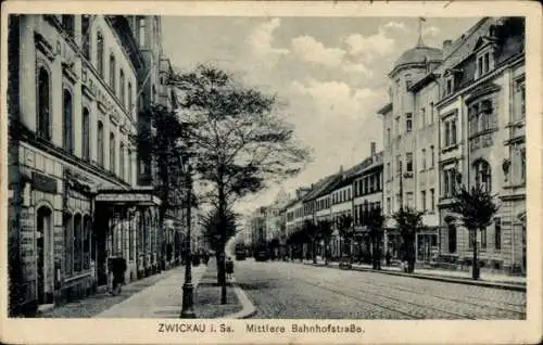 Ak Zwickau in Sachsen, Mittlere Bahnhofstraße