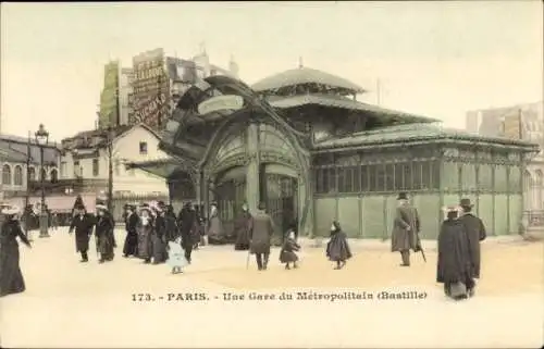 Ak Paris XII., Metropolitain Station, Place de la Bastille, U-Bahnstation