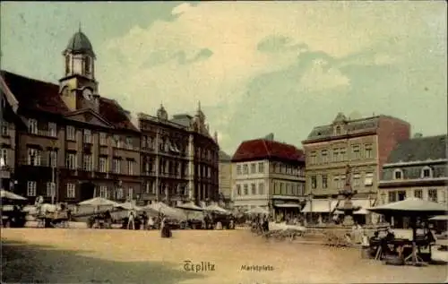 Ak Teplice Teplitz Region Aussig, Marktplatz