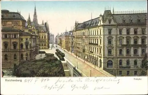 Litho Reichenberg in Böhmen Liberec Tschechien, Brücke