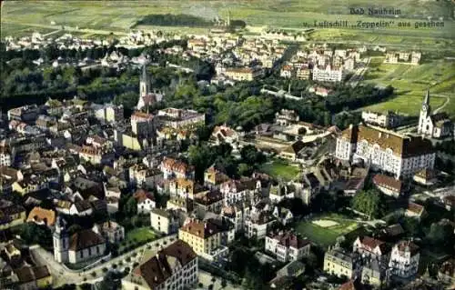 Ak Bad Nauheim in Hessen, Gesamtansicht vom Luftschiff Zeppelin aus gesehen