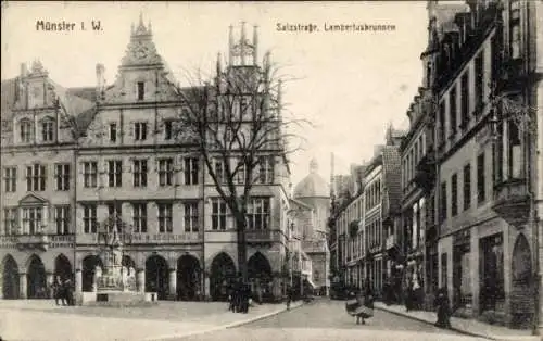 Ak Münster in Westfalen, Salzstraße, Lambertusbrunnen