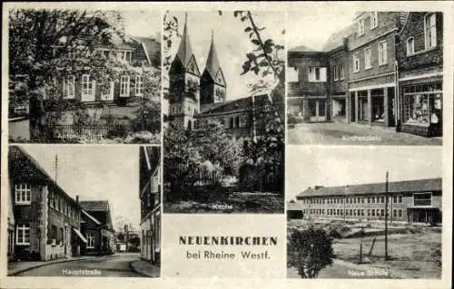 Ak Neuenkirchen im Münsterland Kreis Steinfurt, Antonius-Stift, Kirchenplatz, Hauptstr., Neue Schule