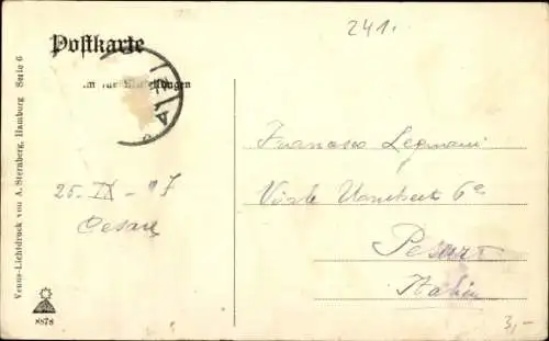 Passepartout Ak Kiel, Panorama, Frau mit Blumenkorb