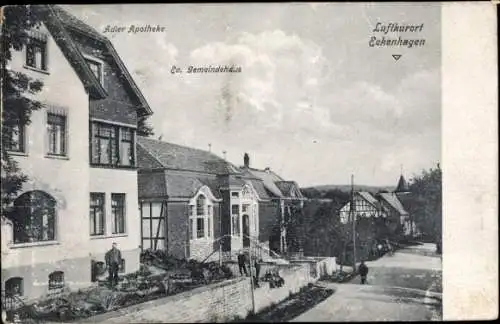 Ak Eckenhagen im Oberbergischen Kreis, Adler Apotheke, Ev. Gemeindehaus