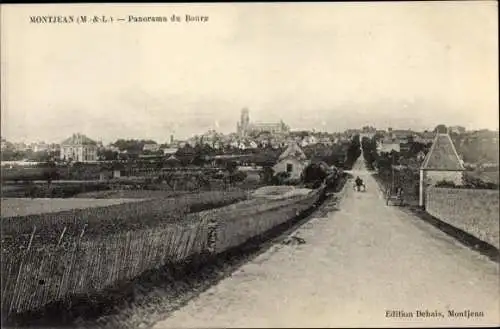 Ak Montjean Maine et Loire, Panorama du Bourg