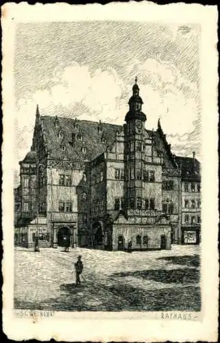 Künstler Ak Schweinfurt in Unterfranken Bayern, Rathaus