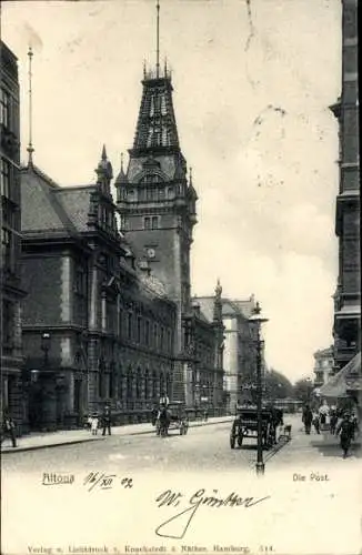 Ak Hamburg Altona, Postamt, Straßenseite