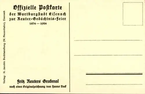 Künstler Ak Lutherstadt Eisenach in Thüringen, Fritz Reuter Denkmal