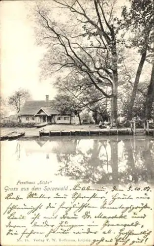 Ak Lübbenau im Spreewald, Forsthaus Eiche