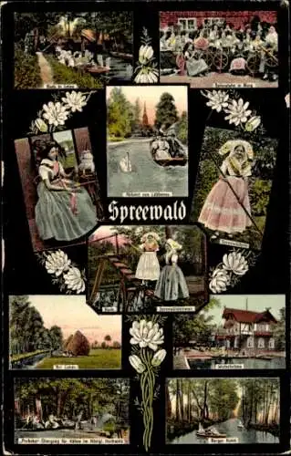 Ak Spreewald, Spreewälderinnen, Spinnrad