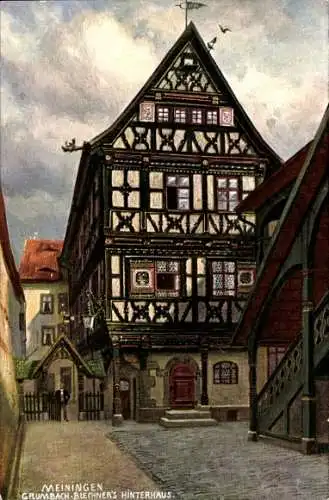 Künstler Ak Meiningen in Thüringen, Grumbach Buechner's Hinterhaus, Georgstraße 20