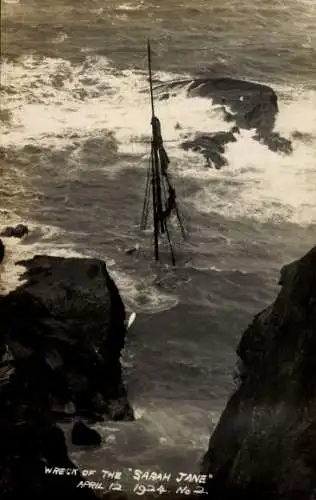 Foto Ak Wreck of the Sarah Jane, 1924