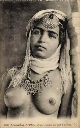 Ak Scenes et Types, Jeune Femme du Sud Algerien, Busen, Maghreb