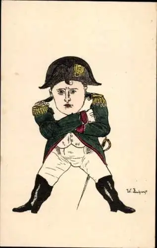 Künstler Ak Karikatur, Napoleon Bonaparte