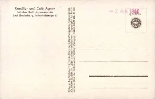 Ak Bad Godesberg Bonn am Rhein, Fliegeraufnahme, Konditorei und Cafe Agner