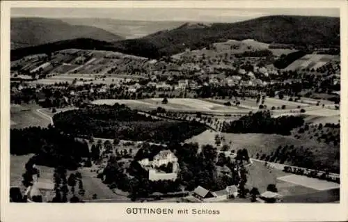 Ak Güttingen Radolfzell am Bodensee, Fliegeraufnahme, Schloss