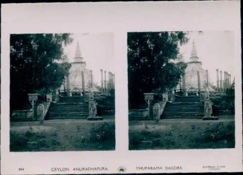 Stereo Foto Anuradhpura Sri Lanka Ceylon, Thuparama Dagoba