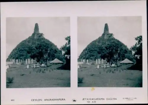 Stereo Foto Anuradhpura Sri Lanka Ceylon, Jetawanarama Dagoba